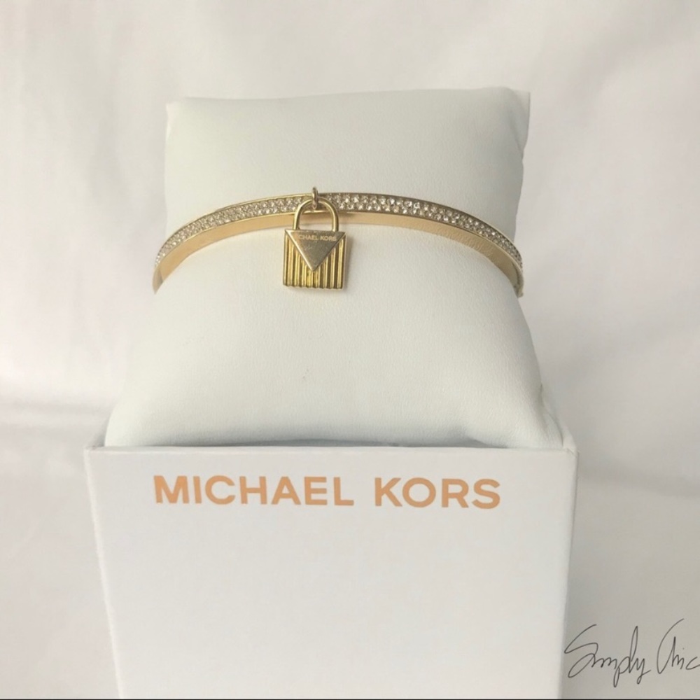 NWT authentic MK gold tone pave padlock bracelet - Picture 5 of 6